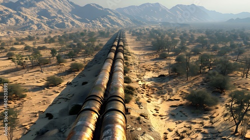 A network of pipelines running through a desert landscape, highlighting the versatility and reach of pipeline transport