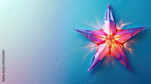 Colorful Christmas Star on Blue Gradients