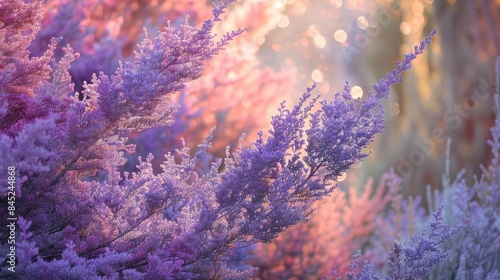 Lavender hued foliage adorns garden branches