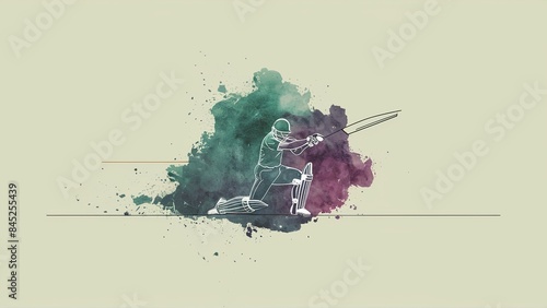 Illustration of batsman player playing cricket match sport. Batsman Playing in Action. Generative Ai