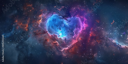 astro photography space nebula in heart shape