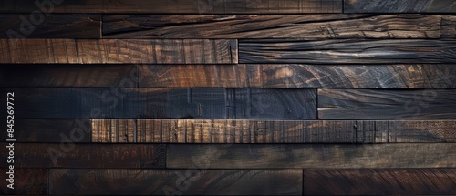 Dark wooden planks with a natural finish, highlighting their unique patterns and textures