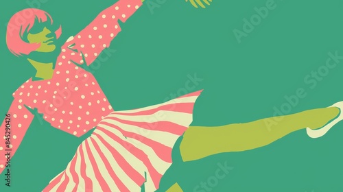Simple style hand drawing illustration of a ballerina