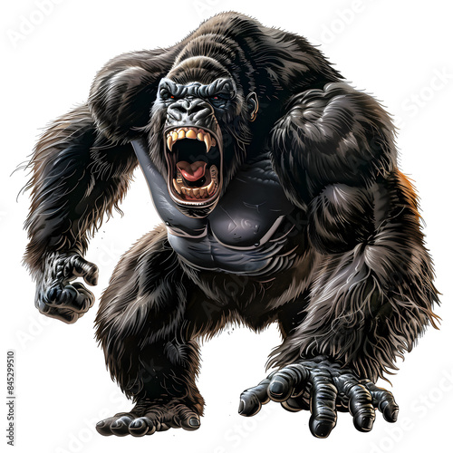 Clipart illustration of King Kong on a white background. Suitable for crafting and digital design projects.[A-0003]