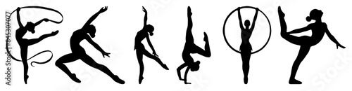 Rhythmic Gymnastics Silhouette, Perfect for Sports and Dance Themes - Flat Vector Illustration