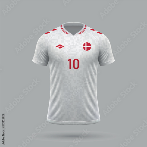 3d realistic soccer away jersey Denmark national team 2024