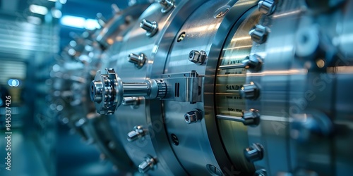 Bank vault alarm alerts police to unauthorized access during heist. Concept Bank Security, Police Response, Unauthorized Access, Heist Alert, Vault Alarm