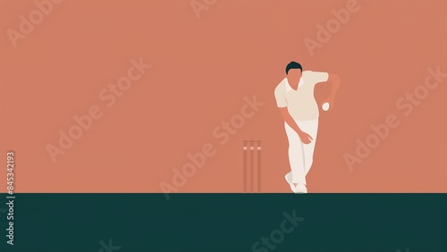 Illustration of Bowler playing cricket match. Bowler Playing in Action. Generative Ai
