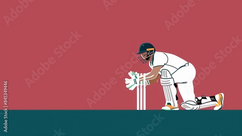 Illustration of Fielder or Wicket Keeper playing cricket match. Fielder or Wicket Keeper Playing in Action. Generative Ai
