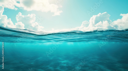 Calm sea level with underwater view