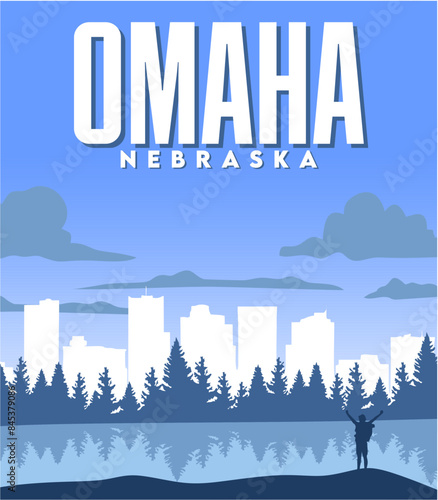 view of omaha nebraska with the silhouette of a person