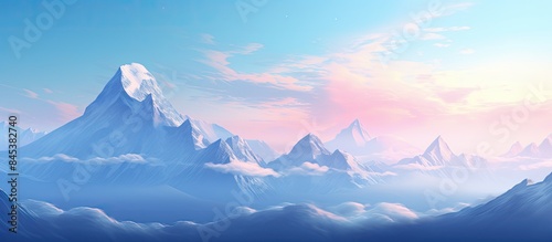 cool morning in the mountains side by side with the cold air around. Creative banner. Copyspace image