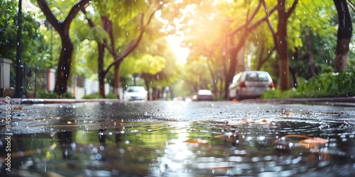 Promoting sustainability in urban landscapes through rainwater management on treelined streets and sidewalks. Concept Urban Landscapes, Rainwater Management, Sustainable Practices, Streetscapes