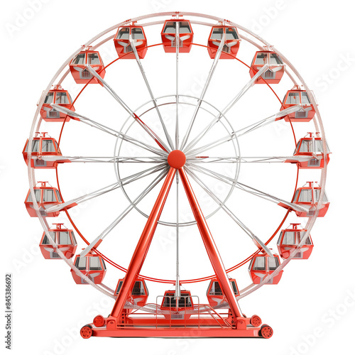 Red and White Ferris Wheel with Gondolas