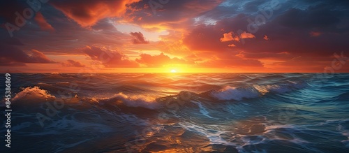 sunset over the sea a wonder between wind sun and ocean. Creative banner. Copyspace image