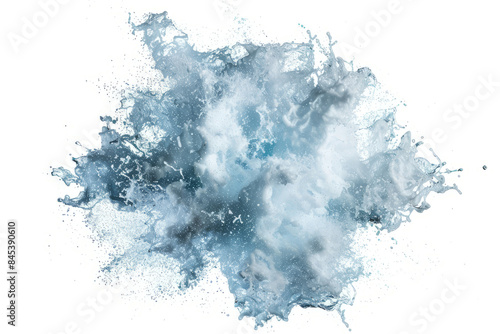 Dynamic water explosion effect, isolated on a white background