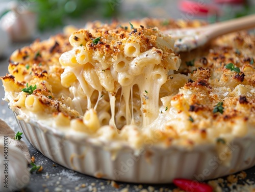 Decadent and delicious mac and cheese is the perfect comfort food. This dish is sure to satisfy your cravings with its creamy, cheesy sauce and crispy, crunchy topping.