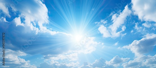 cloudy blue sky covering the sun. Creative banner. Copyspace image