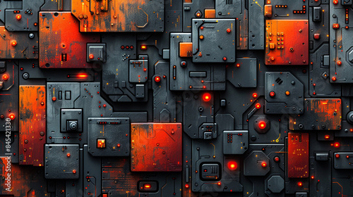 Abstract background modern hipster futuristic graphics. Orange and black background in the form of diagrams.