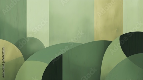 Abstract green Shapes with soft Textures. Calming Background