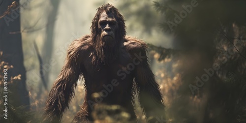 Unveiling the Mystery of Bigfoot, Also Known as Sasquatch. Concept Cryptids, Mythical Creatures, Legends, Indigenous Folklore