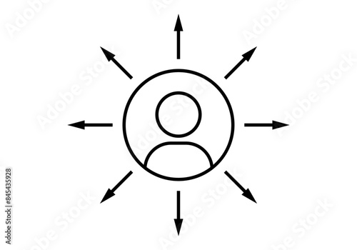 Icono negro de perfil de usuario rodeado de flechas indicando las relaciones personales