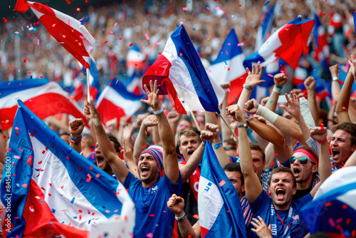 Euphoria and Triumph: French Fans Celebrate the Most Important Goal of Their Lives, Waving Flags and Rejoicing in big competition like World Cup and Euro