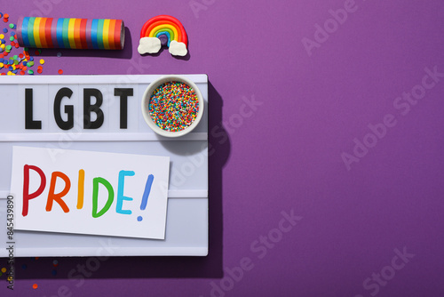 LGBT parade concept, inscription on white board.