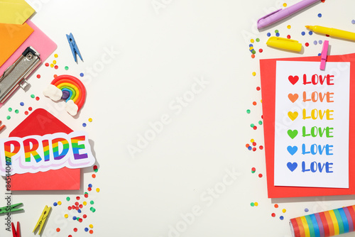 LGBT parade concept, free love symbol on light background.