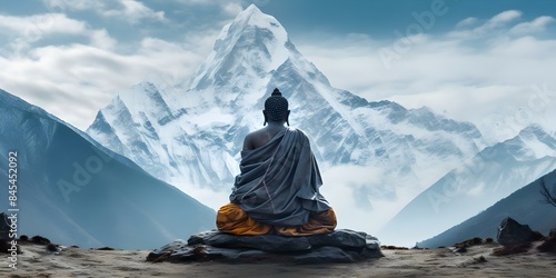 Representation of Hindu deity Shiva in meditation on Mount Kailash in the Himalayas. Concept Hinduism, Deity Shiva, Meditation, Mount Kailash, Himalayas