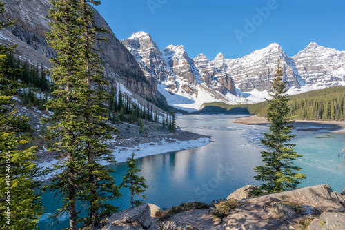 Overview of Moraine Lake and the Valley of the Ten Peaks in Banff National Park, Alberta, Canada