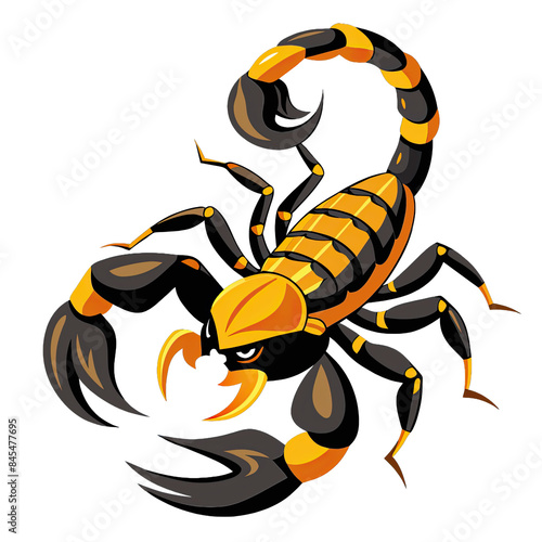 A digital illustration of multiple scorpion silhouettes in different poses. The scorpions are black and yellow, and they are set against a transparent background. Generative AI