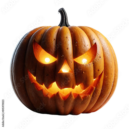 Scary jack-o-lantern pumpkin isolated on the white background. Halloween concept.