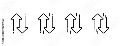 Up down arrow or input output editable stroke outline icon isolated on white background flat vector illustration. Pixel perfect. 64 x 64.