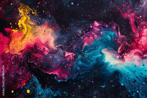 A nebula reimagined as a pop art splash of paint, with vibrant drips and splatters