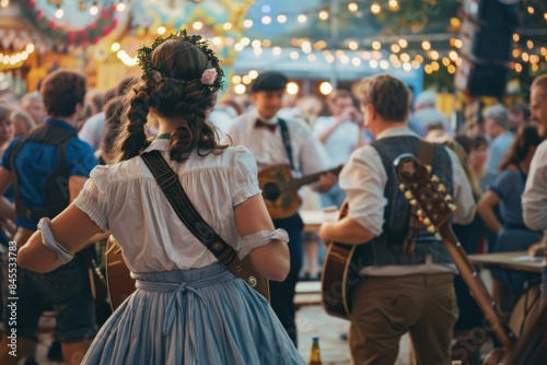 Lively Oktoberfest Celebration with Traditional Bavarian Dance and Music