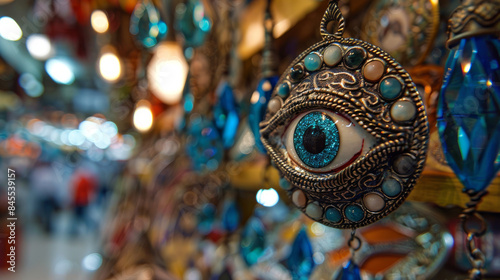 The Turkish eye amulet, also known as Nazar Amulet, is found in the Grand Bazaar in Istanbul. It's believed that the evil eye is a curse brought on by a bad look, often without the person's knowledge.