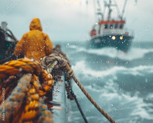 Gritty Lobster Fishing Crew Battling Rough Ocean Conditions at Sea