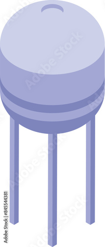 Large water tower standing on four legs, providing water to city buildings