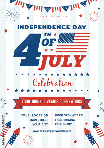 Independence day, 4th of July celebration poster templates vector illustration. USA Flyer design