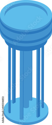Blue water tower providing water supply system infrastructure