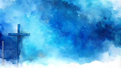 watercolor banner with cross for christian themes