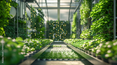 Automated greenhouse with vertical farming and robotic plant caretakers