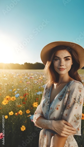 Girl in a Field of Flowers