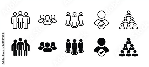 People, human, person thin line icon set. Containing participants, group, team, organization, community, population, audience, member. Vector illustration