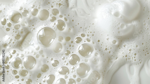 Bubbles in milk. The bubbles should be of various sizes and shapes, and the milk should be slightly opaque.