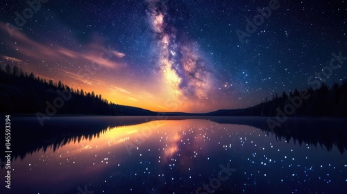 Celestial Symphony: Milky Way's Glow on Calm Waters