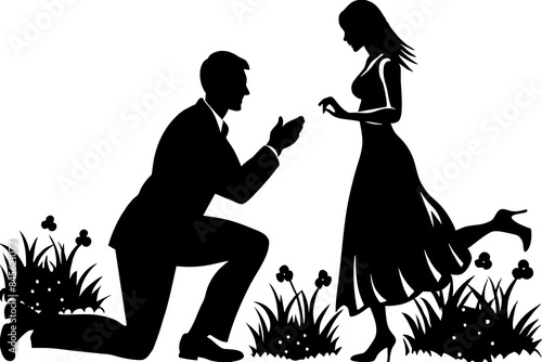 boyfriend proposing vector illustration