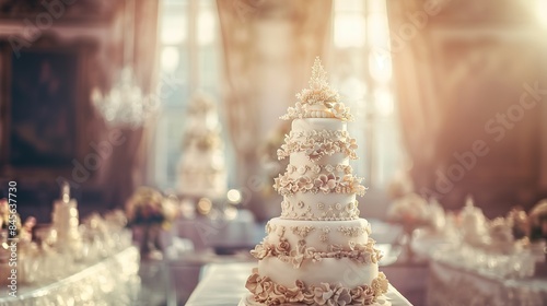 Create a tall multi tiered Wedding cake