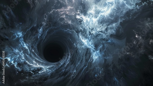 A black hole with a blue light coming out of it, AI